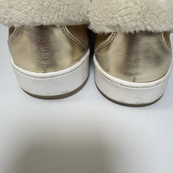 Vintage Havana Belen Chestnut Suede Sneakers w Faux Fur Trim and Gold Accents. 8 - Picture 13 of 15